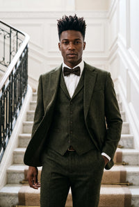 Sort herre-slips i tweed-uldblanding