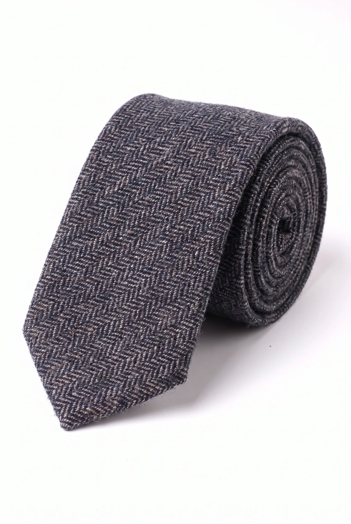 Sort herreslips i tweed i uldblanding