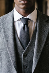 Sort herreslips i tweed i uldblanding
