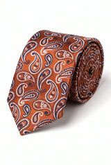 Herreslips med bronzemønster i paisley-print