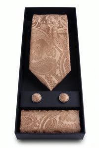 Gavesæt med bronzefarvet paisley-slips til mænd