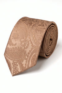 Gavesæt med bronzefarvet paisley-slips til mænd