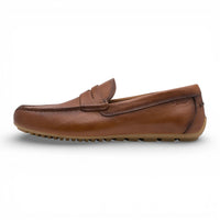 Herre brune lædermokkasinloafers