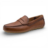 Herre brune lædermokkasinloafers