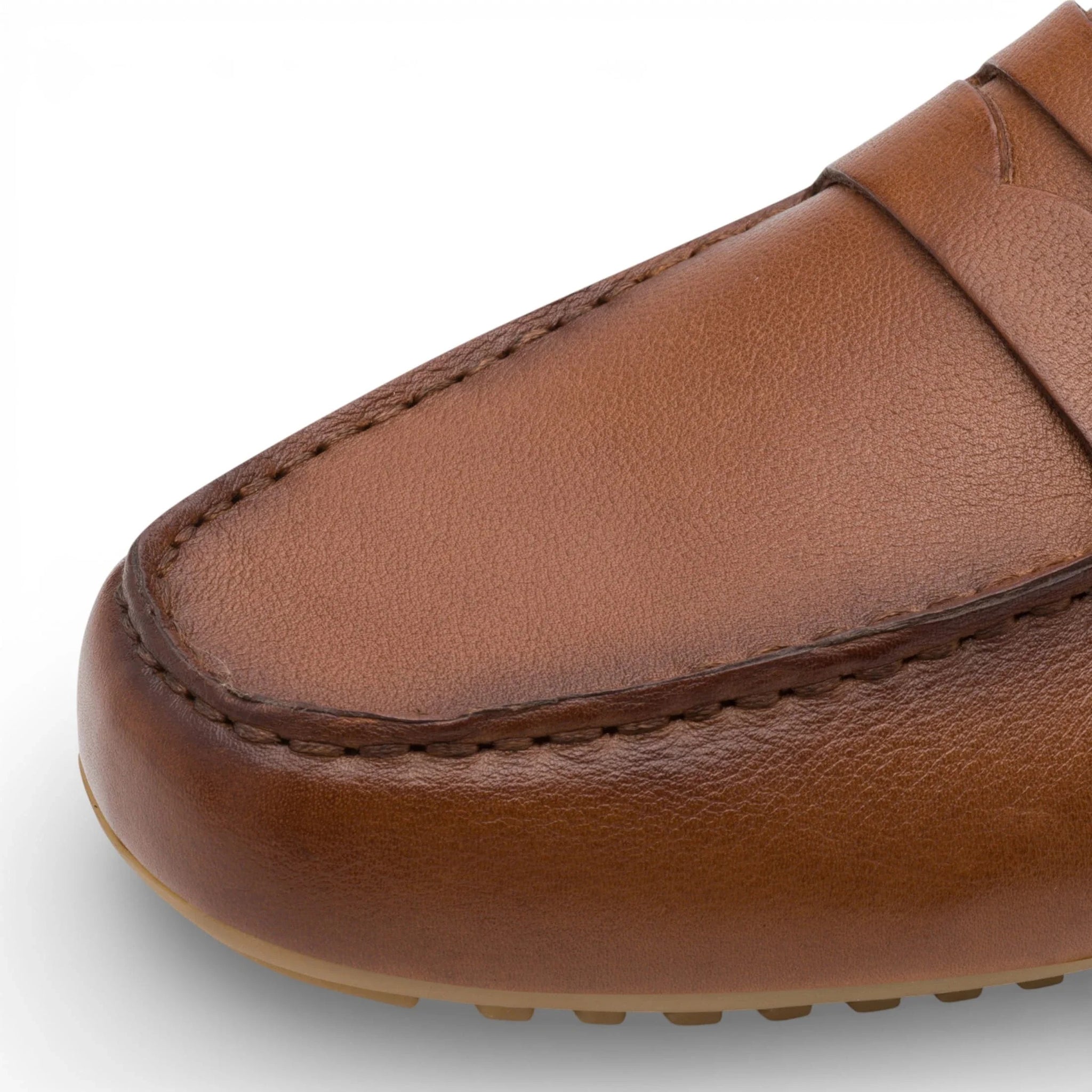 Herre brune lædermokkasinloafers