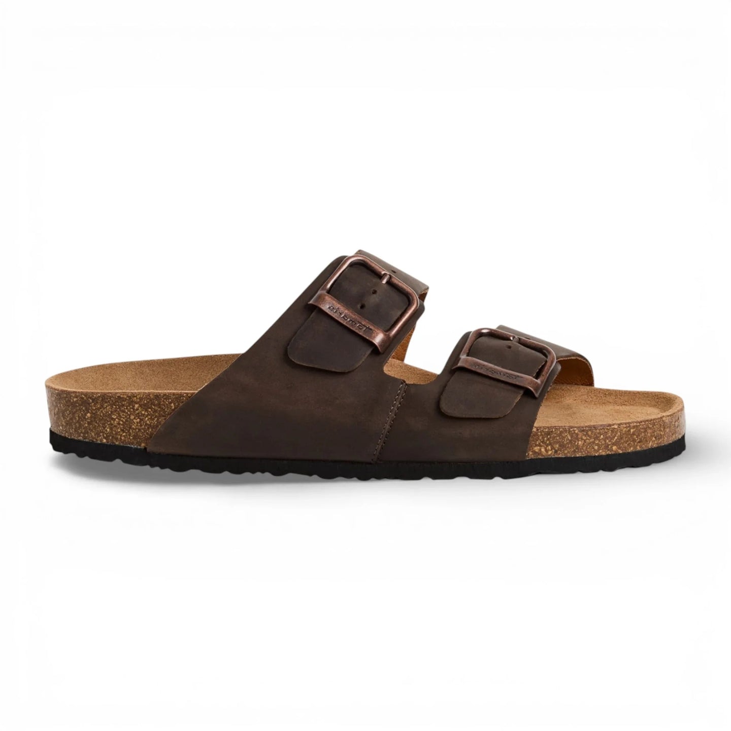 Brune slip-on lædersandaler til mænd med fodseng