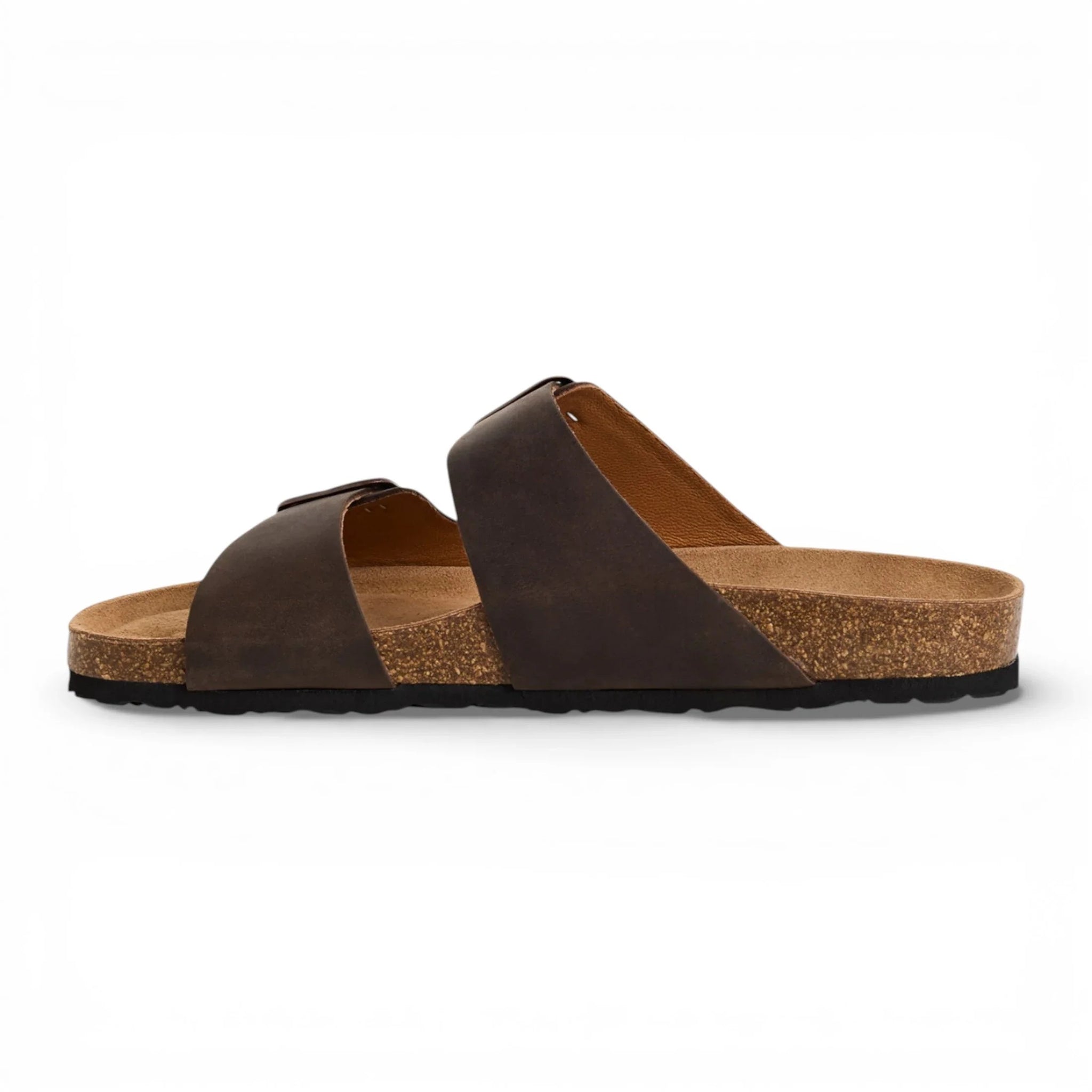 Brune slip-on lædersandaler til mænd med fodseng