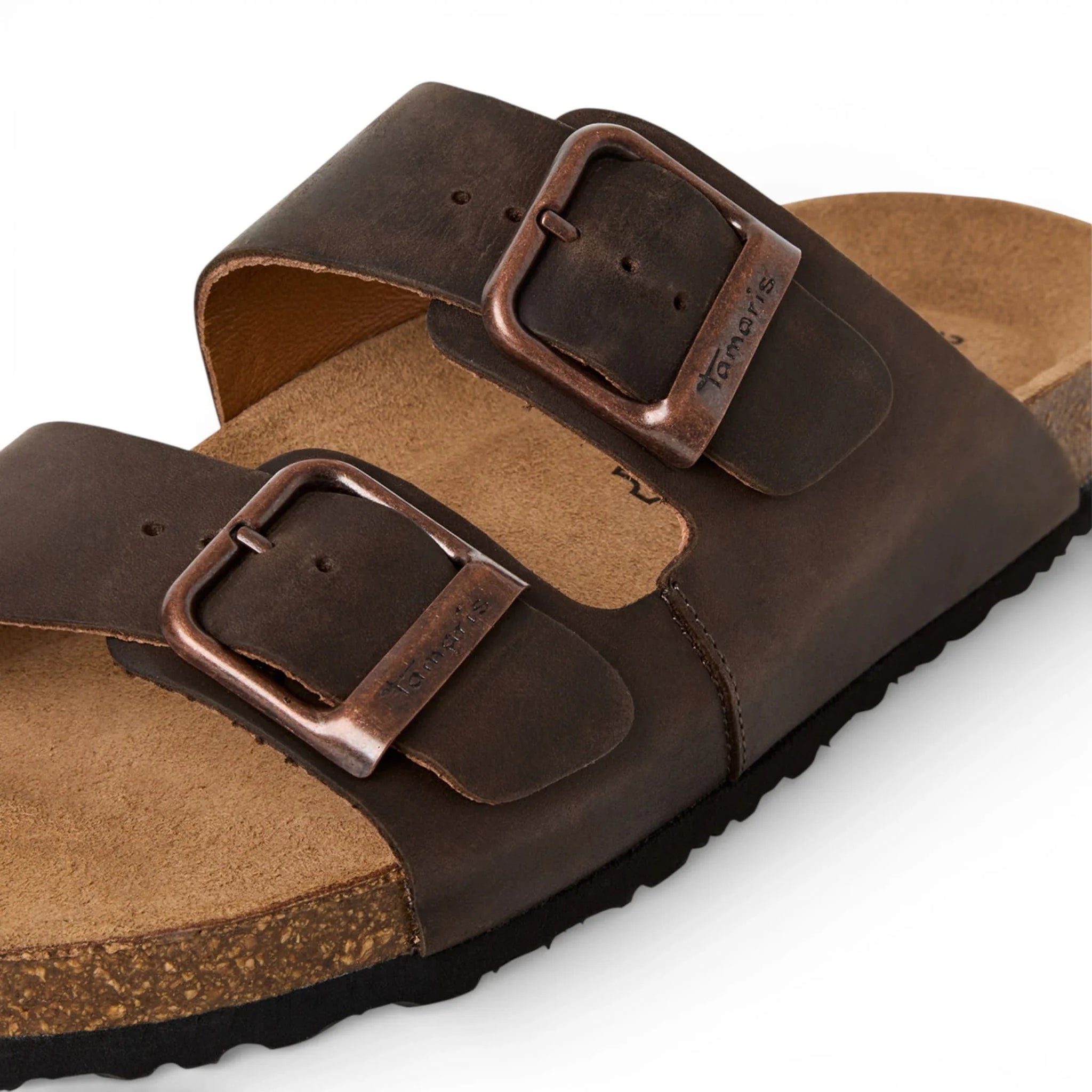 Brune slip-on lædersandaler til mænd med fodseng