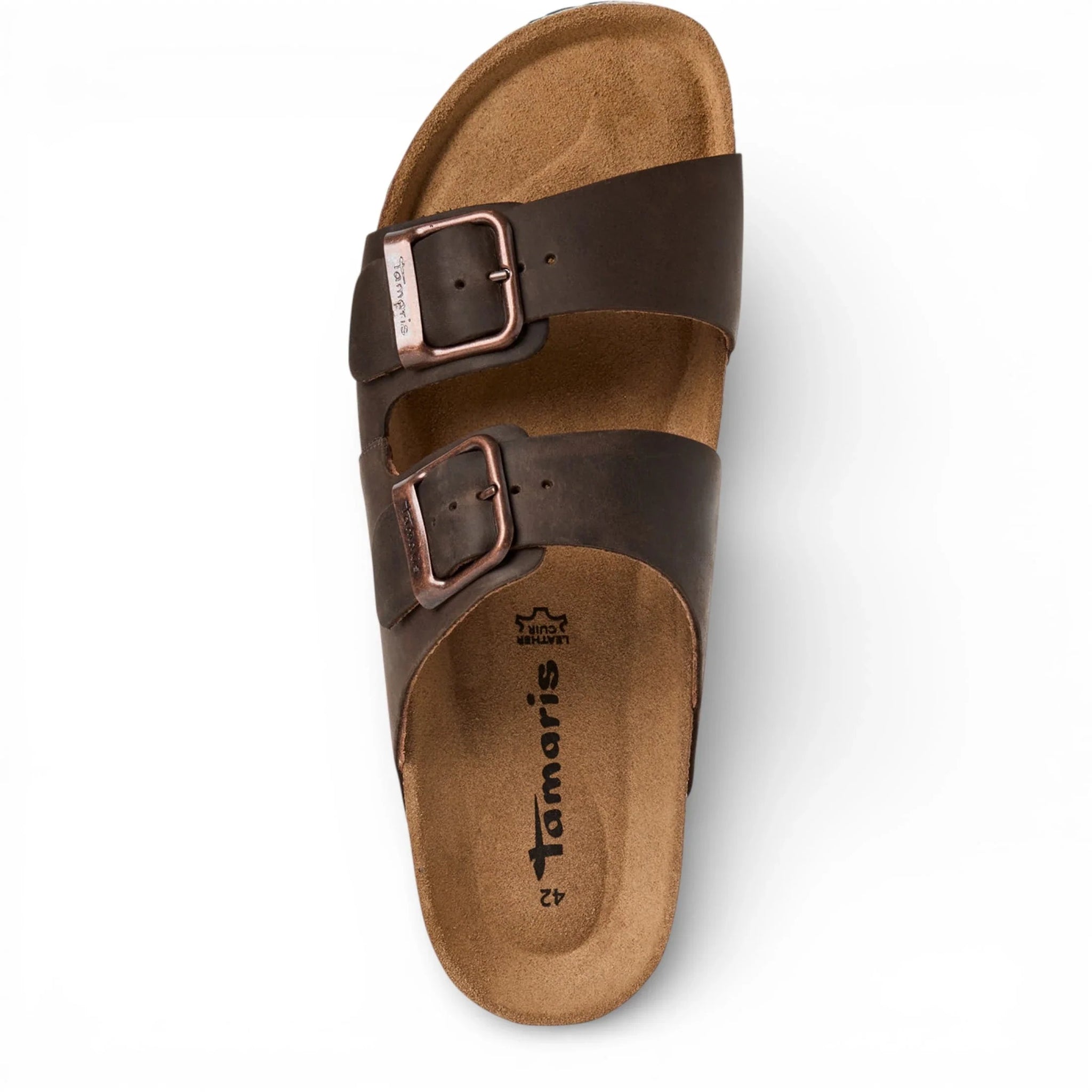 Brune slip-on lædersandaler til mænd med fodseng