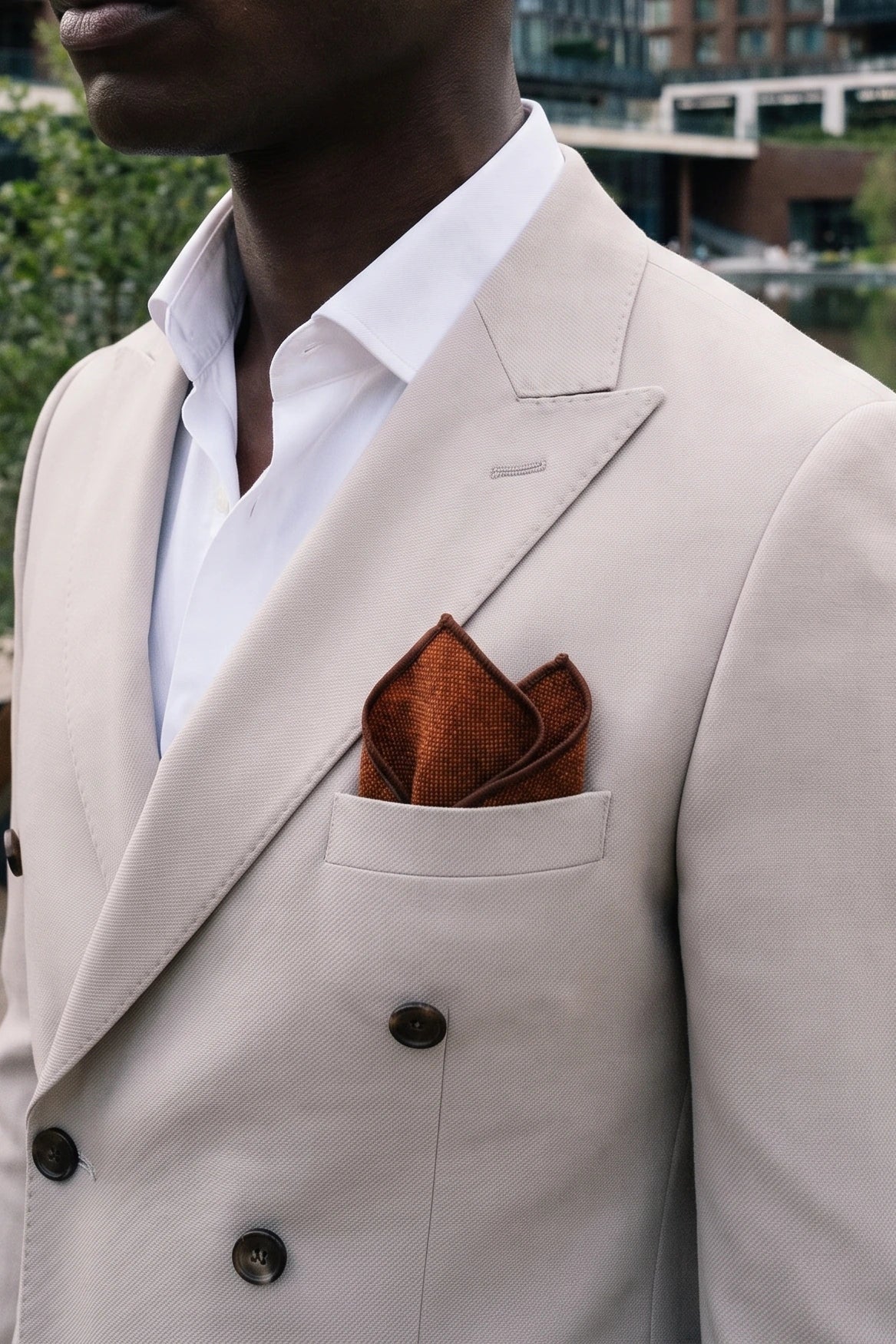 Herre brun tweed lommeklud