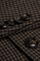 Herre brun uldblanding i tweed med houndstooth-mønster
