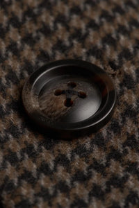 Herre brun uldblanding i tweed med houndstooth-mønster