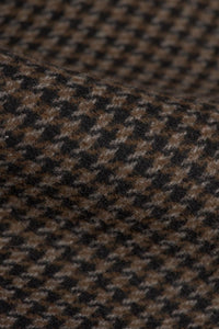 Herre brun uldblanding i tweed med houndstooth-mønster