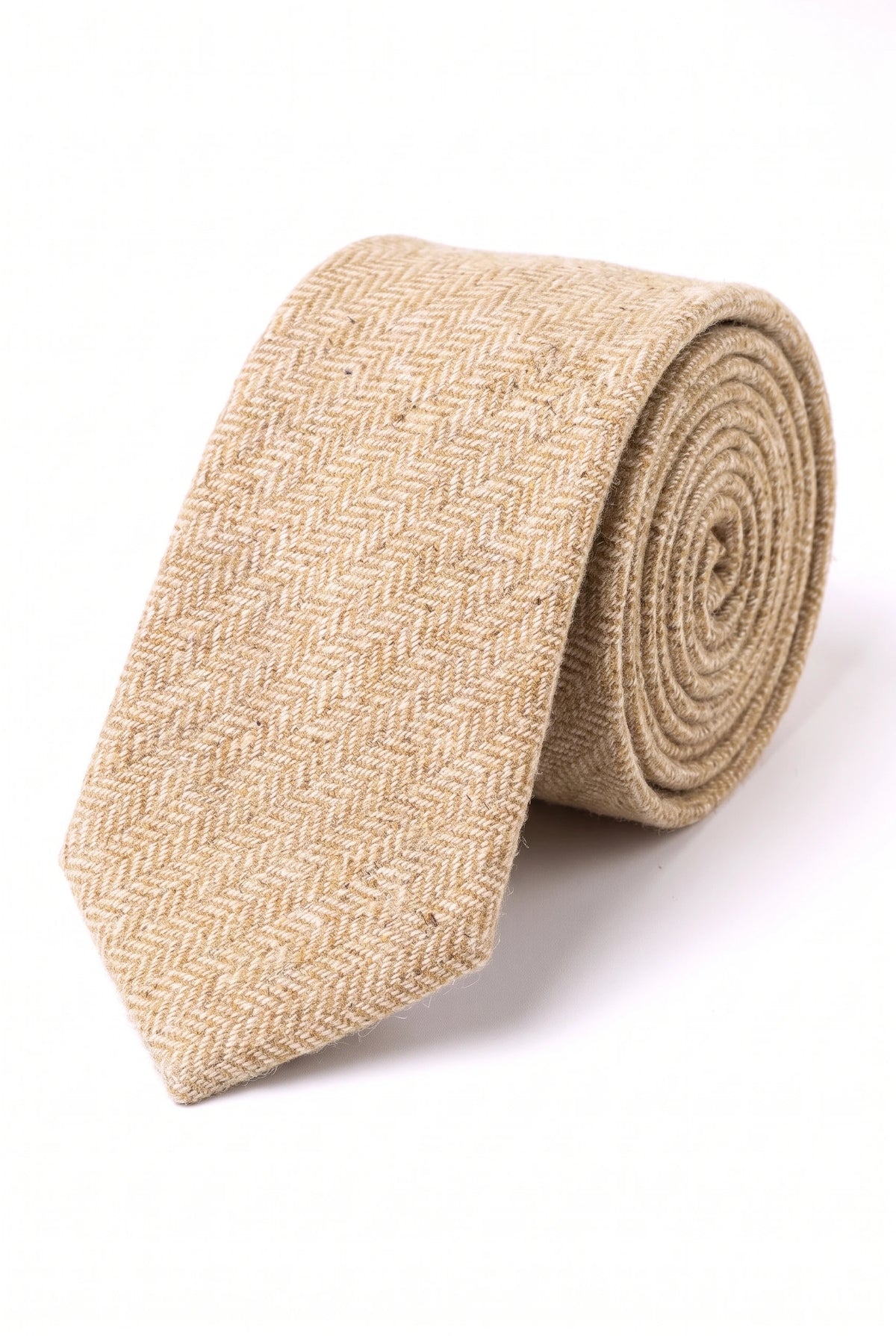 Herreslips i cremefarvet tweed i uldblanding