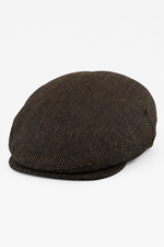 Herre flad kasket i uld, sildebensmønster, brun, tweed, klassisk fra 1920'erne, unisex, Del Boy