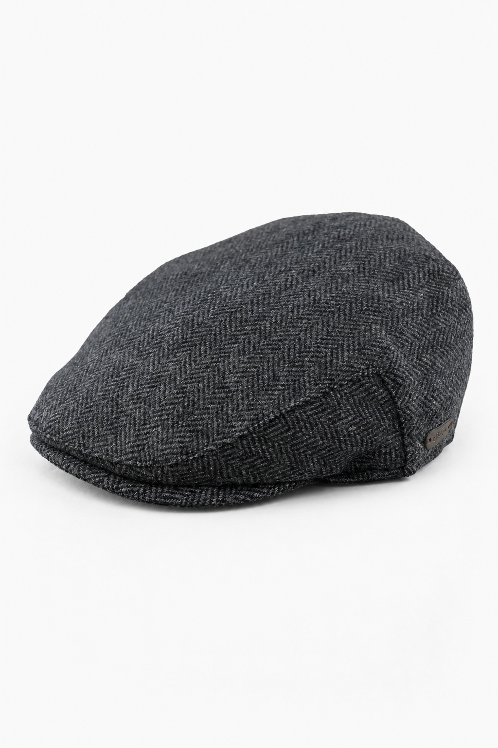 Herre flad kasket i uld, sildebensmønster, trækul, tweed, klassisk 1920'er, unisex, Del Boy
