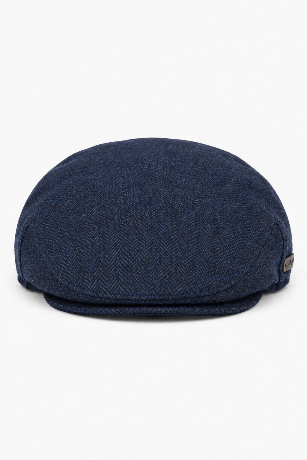 Herre flad kasket i uld, sildebensmønster, marineblå, tweed, klassisk 1920'er-unisex, Del Boy