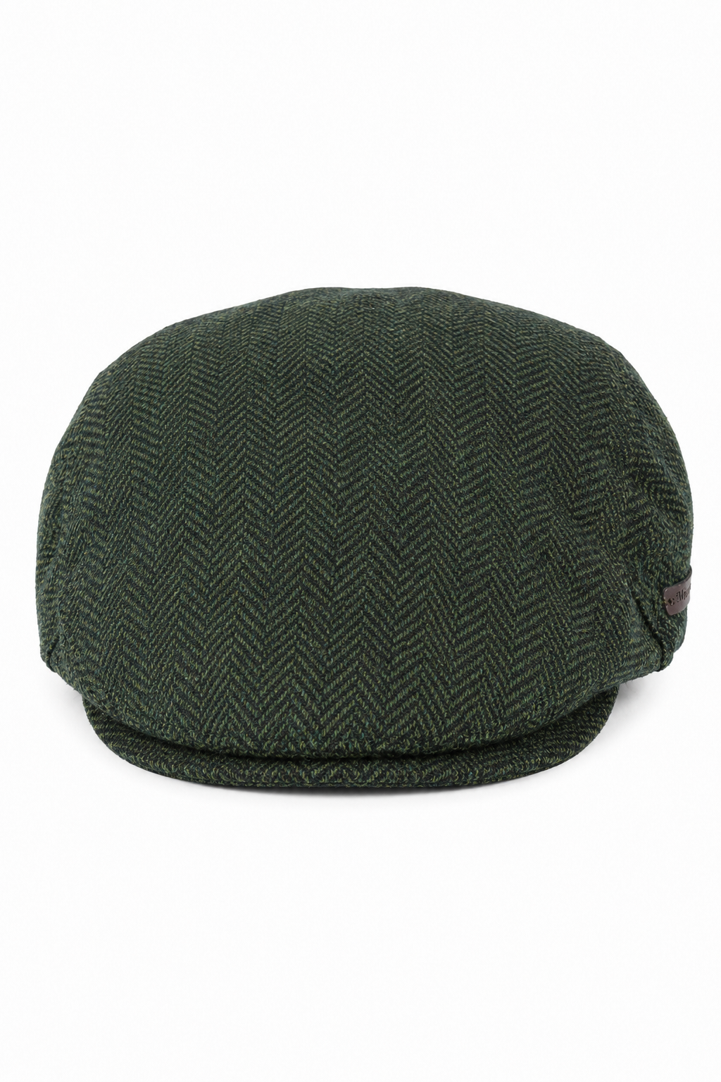 Herre flad kasket i uld, sildebensmønster, oliven, tweed, klassisk 1920'er, unisex, Del Boy