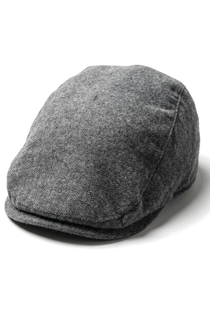 Herre Flatcap Hat Baker Boy 8 Panel Bedstefar Tweed Sildebensmønster Grå Vintage