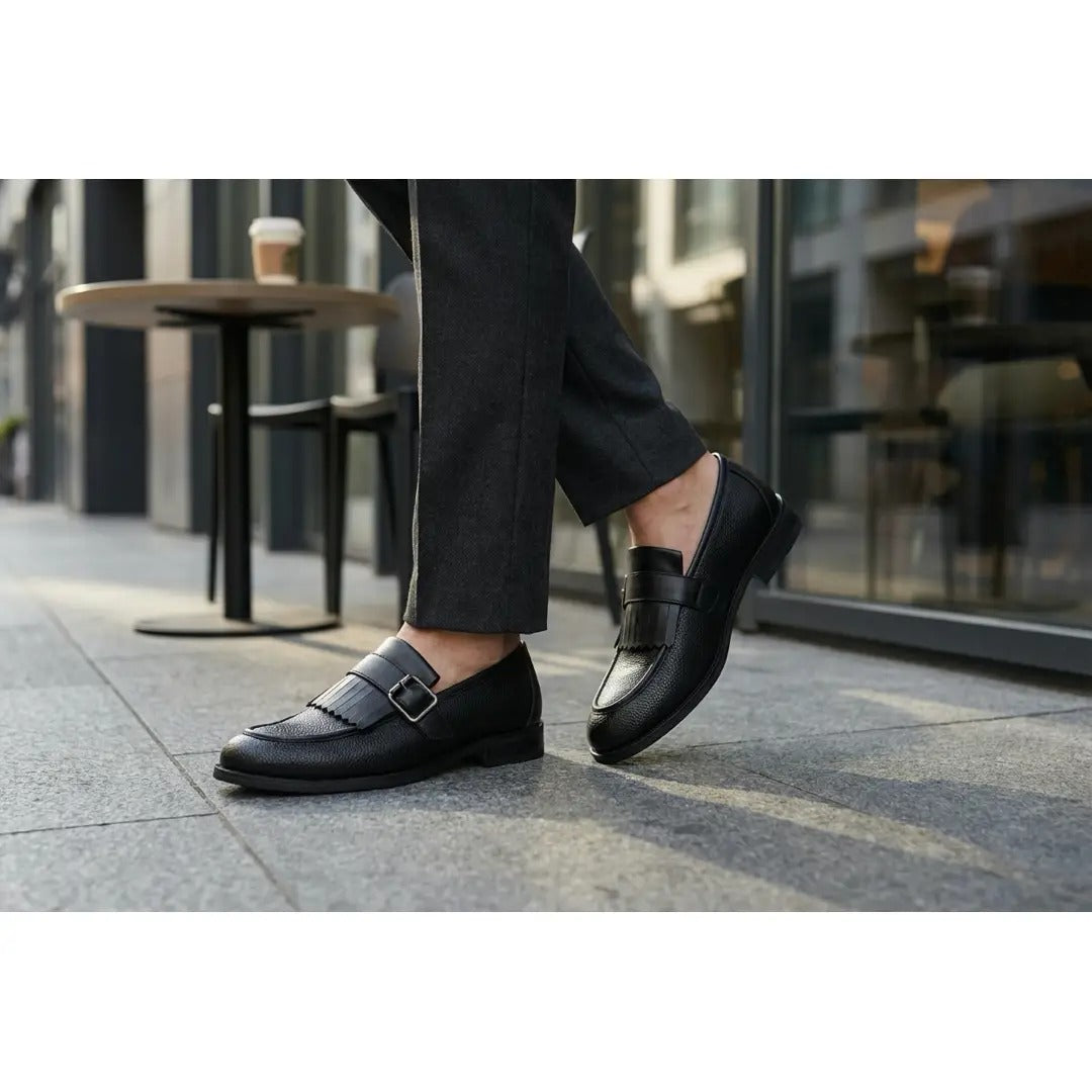 Herreloafers med frynser og monkstrap