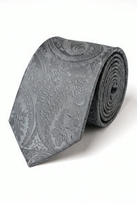 Gavesæt med gråt paisley-slips til mænd