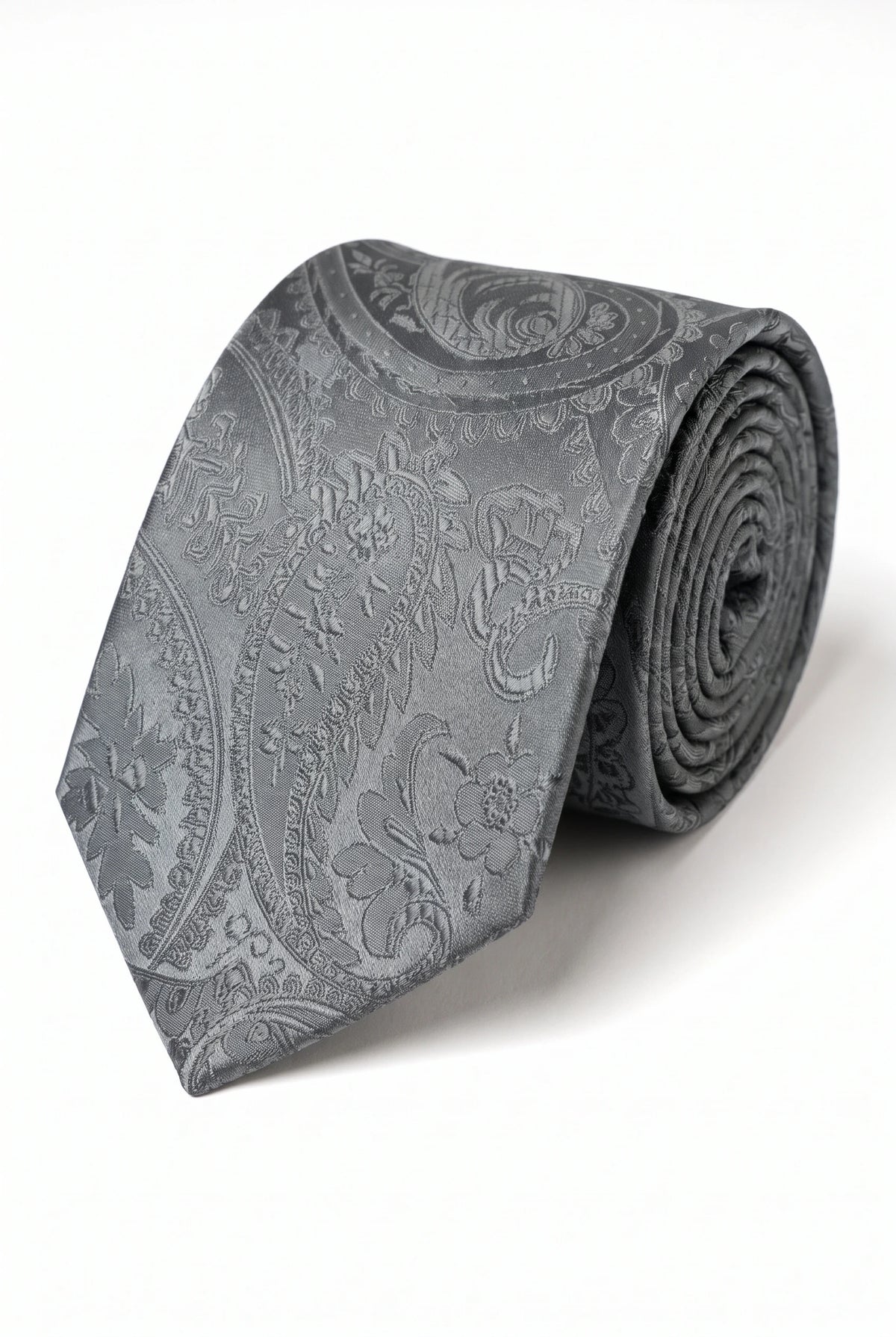 Gavesæt med gråt paisley-slips til mænd