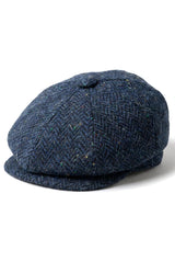 Herre Sildebensfarvet Blå Tweed 8 Panel Kasket