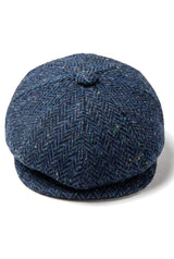 Herre Sildebensfarvet Blå Tweed 8 Panel Kasket