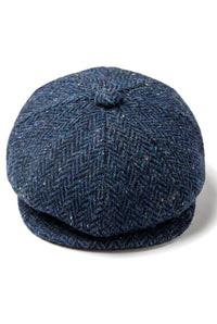 Herre Sildebensfarvet Blå Tweed 8 Panel Kasket