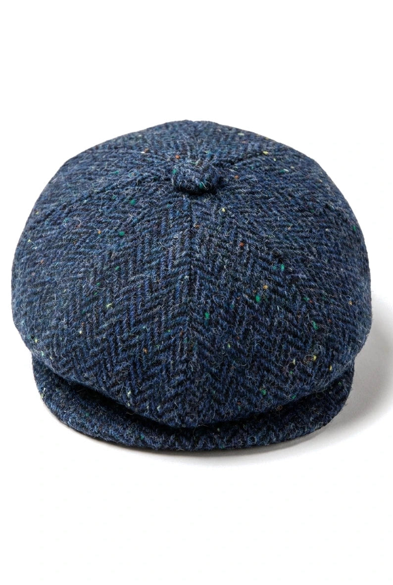 Herre Sildebensfarvet Blå Tweed 8 Panel Kasket