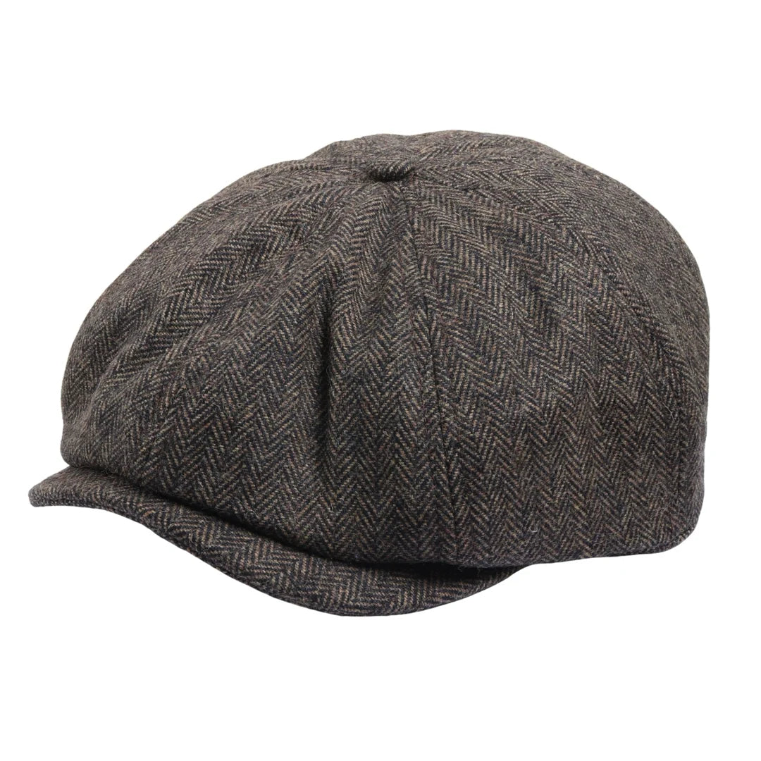 Herre Herringbone Newsboy Classic Sixpack - Brun