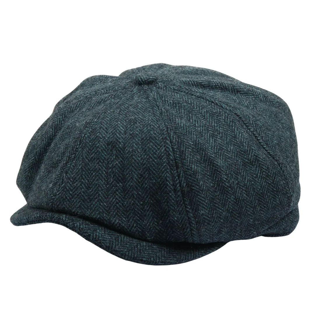 Herre Herringbone Newsboy Classic Sixpack - Olivengrøn