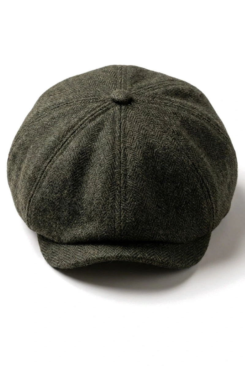 Herre Herringbone Newsboy Classic Sixpack - Olivengrøn