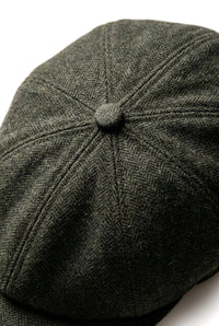 Herre Herringbone Newsboy Classic Sixpack - Olivengrøn