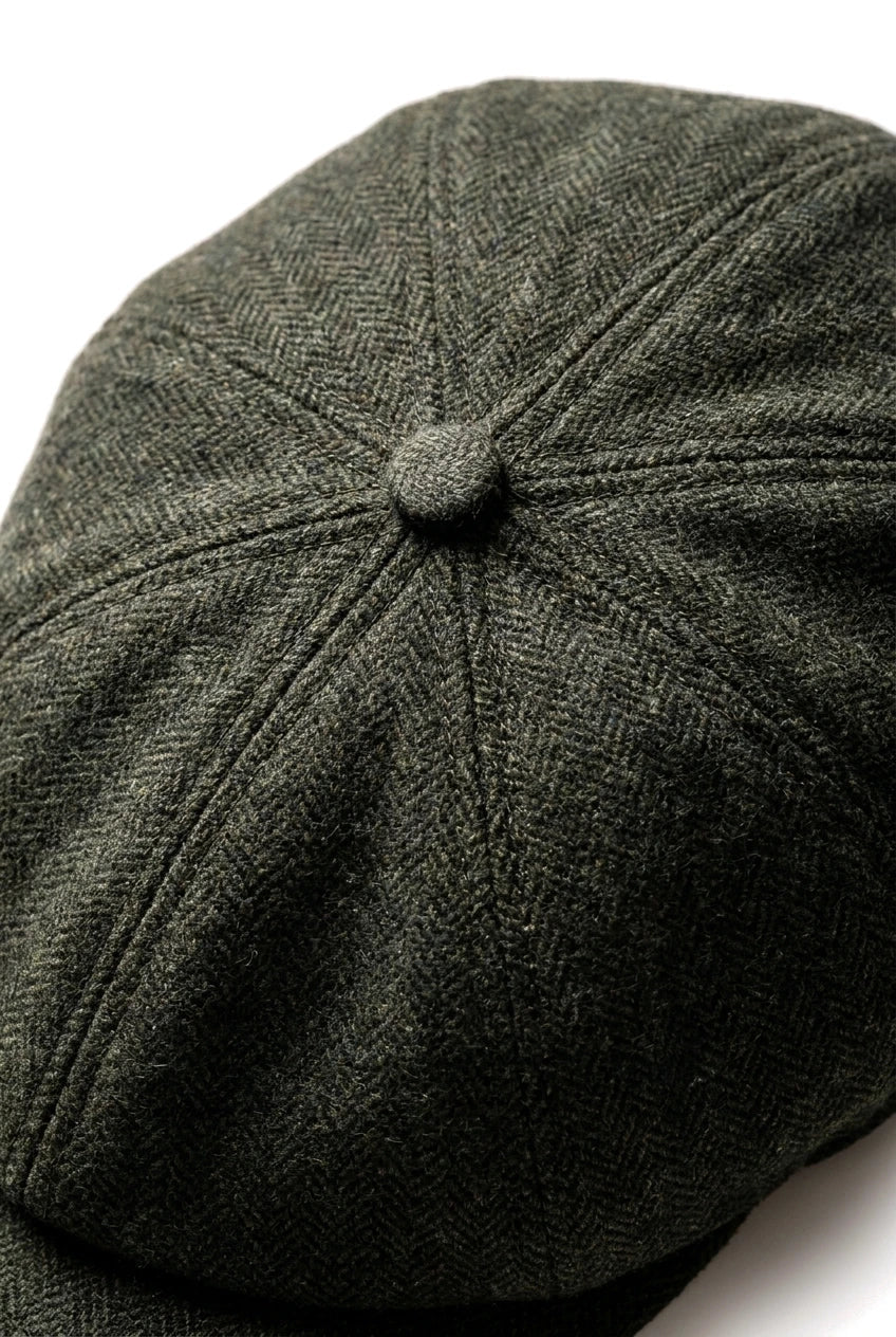 Herre Herringbone Newsboy Classic Sixpack - Olivengrøn