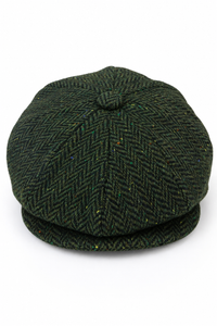 Herre Sildebensfarvet Tweed 8 Panel Kasket Olivengrøn