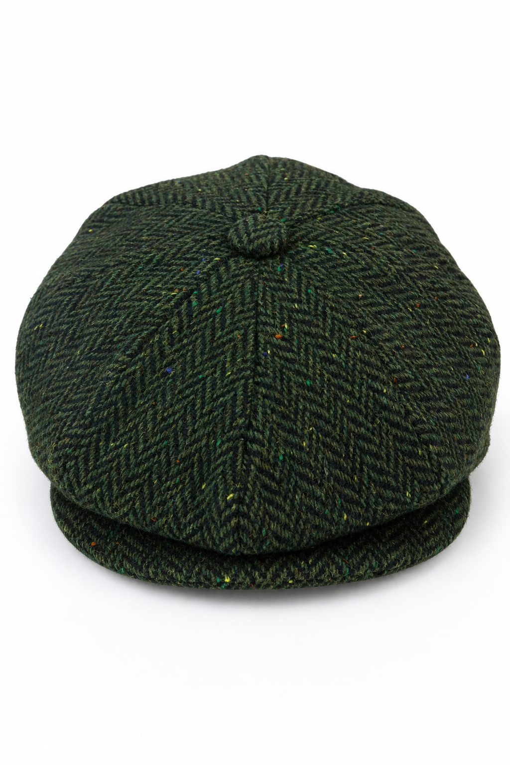 Herre Sildebensfarvet Tweed 8 Panel Kasket Olivengrøn