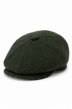 Herre Sildebensfarvet Tweed 8 Panel Kasket Olivengrøn