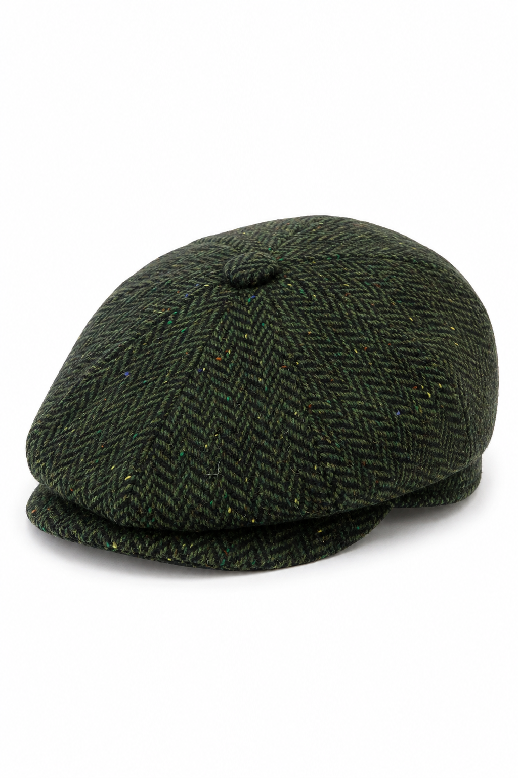 Herre Sildebensfarvet Tweed 8 Panel Kasket Olivengrøn