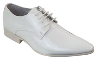 Mens Laced Smart Leather Lined Shoes Party Wedding Italian Pointed Patent Shiny