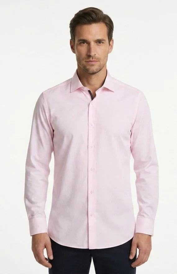 Herreskjorte med lange ærmer og knapper - Pink