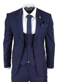Mens Navy 3 Piece Wedding Suit