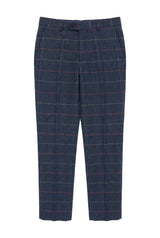 Herre Marineblå Vinbukser Ternet Sildebensmønstret Tweed Vintage Ny Marc Darcy