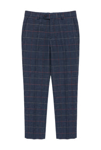 Herre Marineblå Vinbukser Ternet Sildebensmønstret Tweed Vintage Ny Marc Darcy