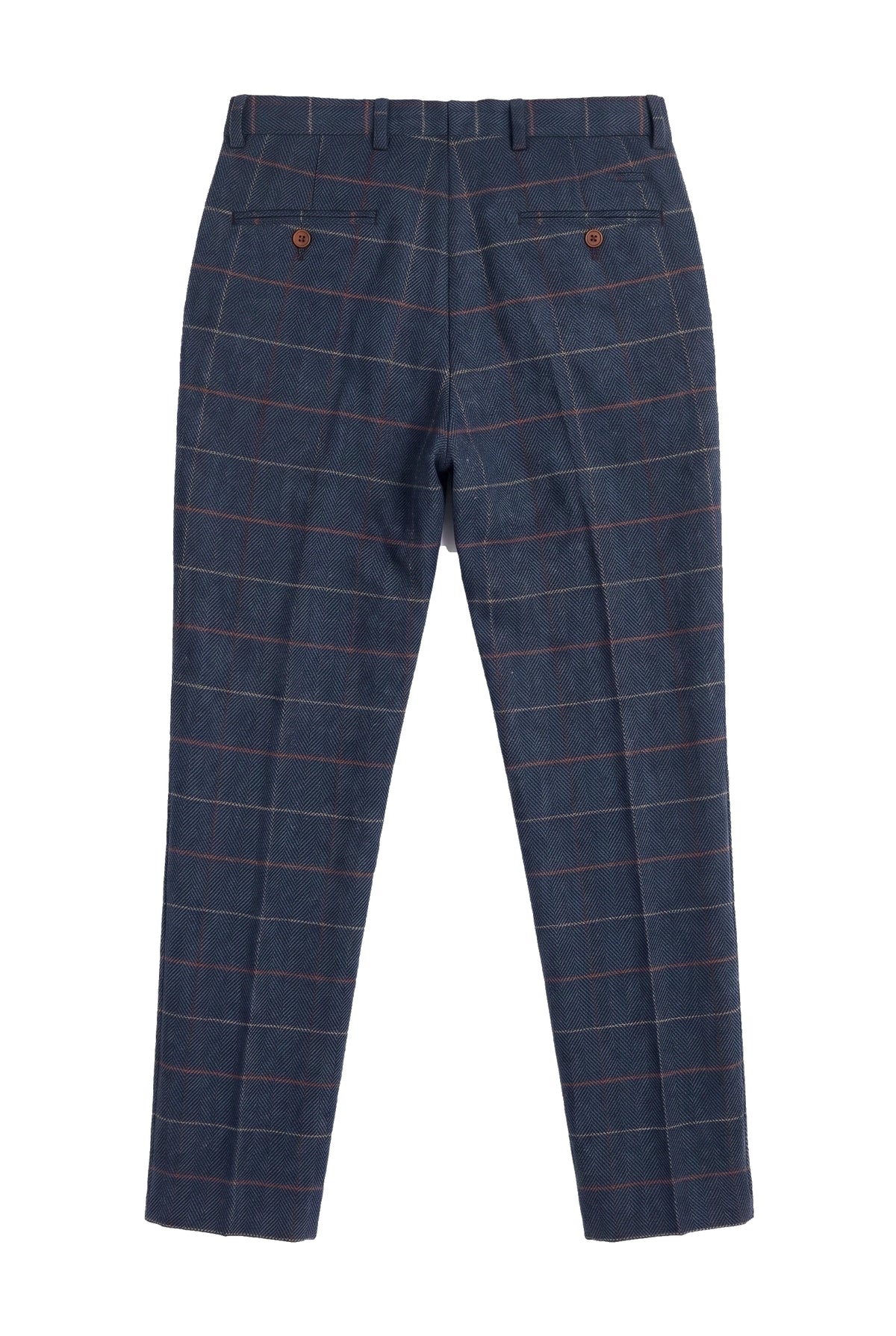 Herre Marineblå Vinbukser Ternet Sildebensmønstret Tweed Vintage Ny Marc Darcy