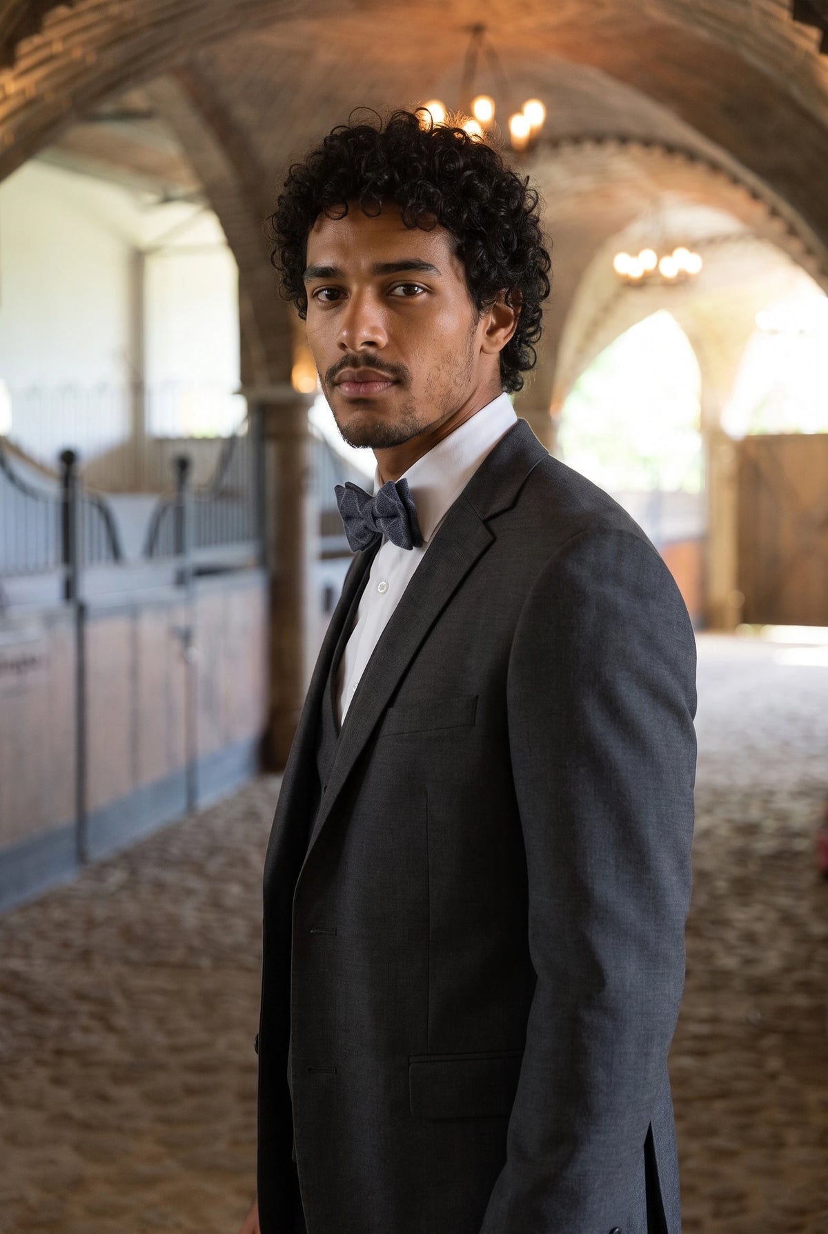 Herre marineblå tweed butterfly