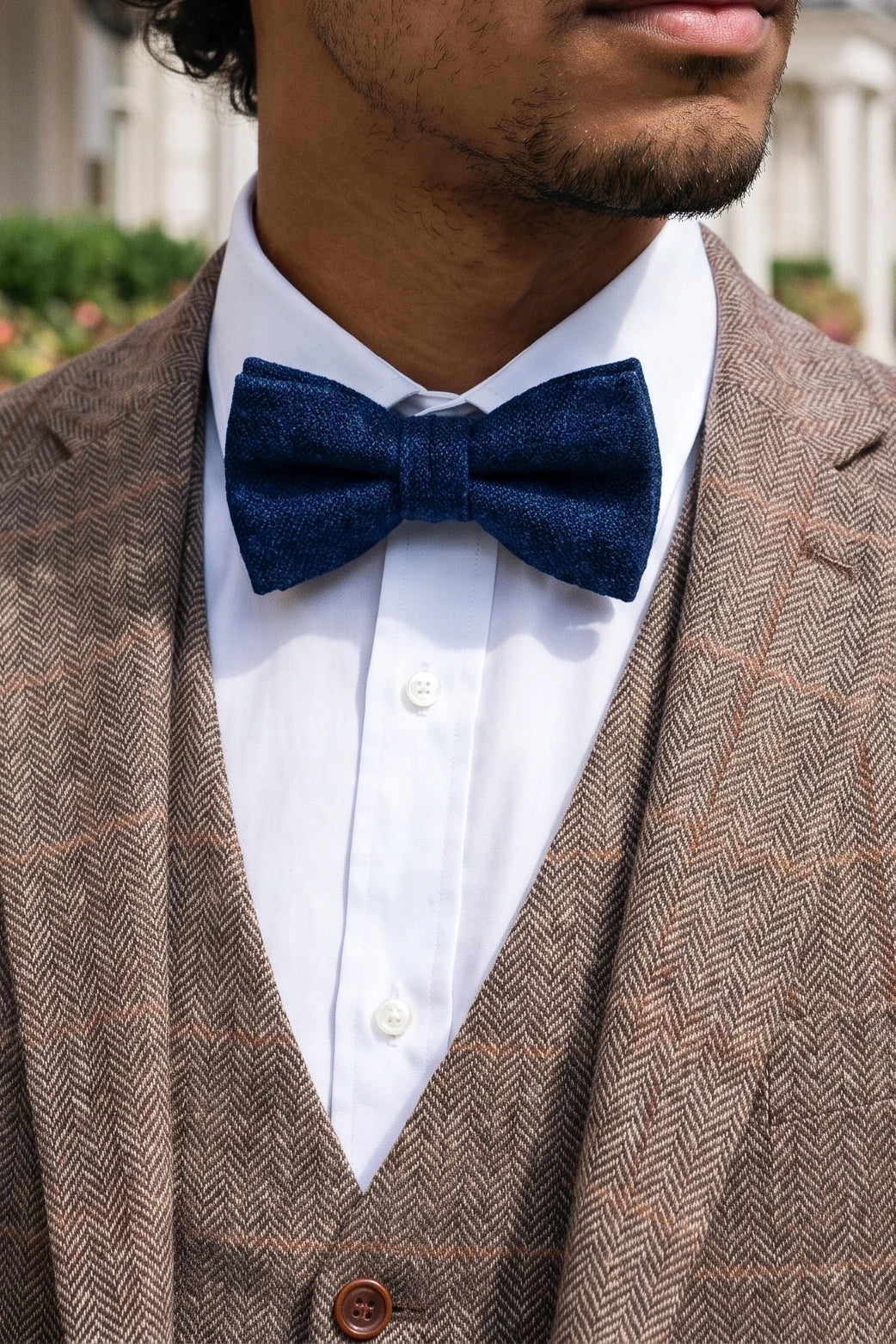 Herre marineblå butterfly i tweed-uldblanding