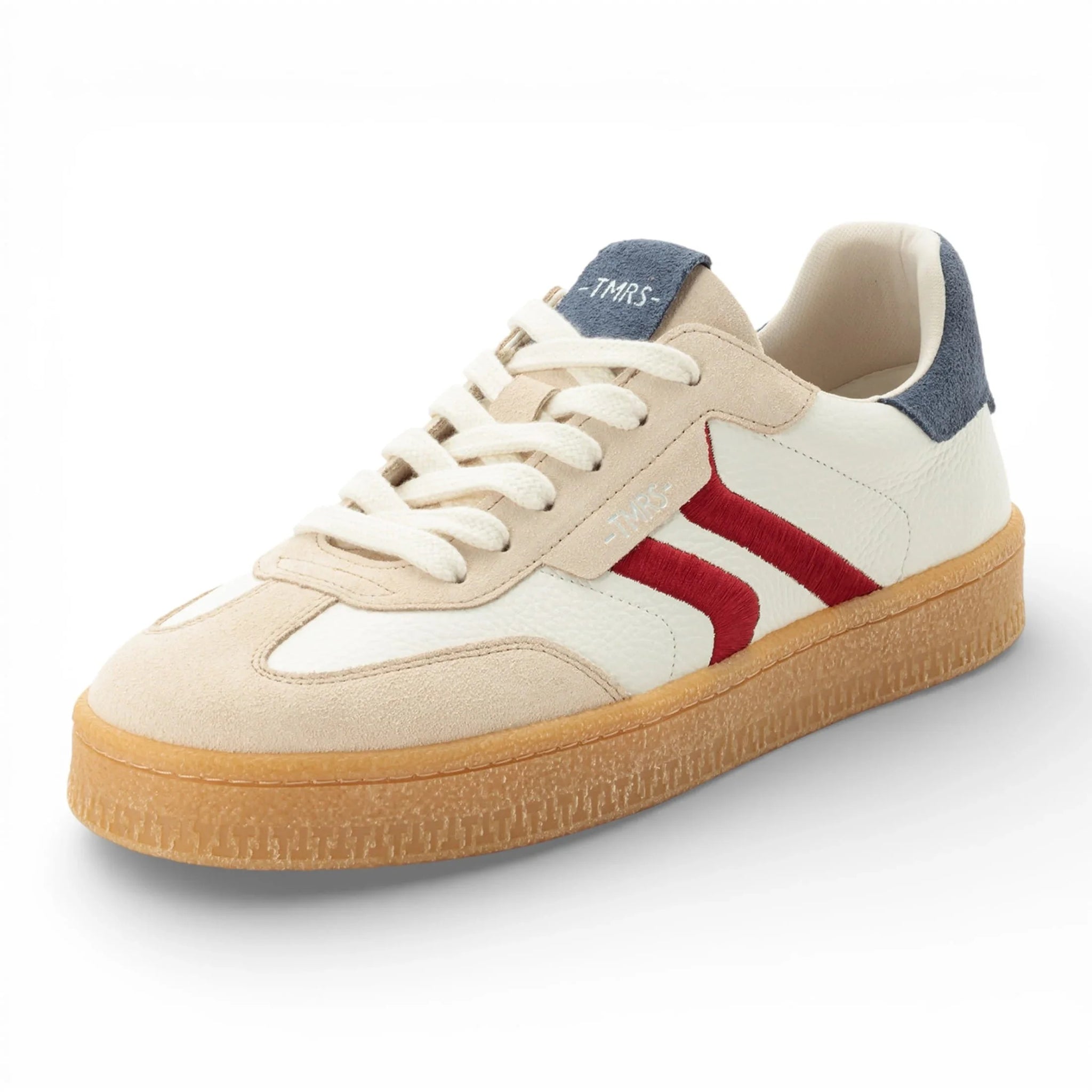 Herresneakers i off-white med røde striber i læder