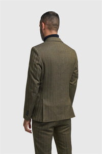 Herre olivengrøn tweed sildebensblazer