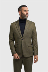 Herre olivengrøn tweed sildebensblazer